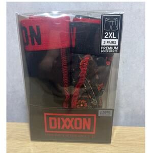 DIXXON Red & Black Lettering Boxer Briefs Premium Comfort Size 2XL 2 Pair